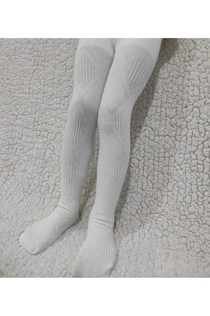 Triko Ayda Pamuklu Cotton Kız Çocuk Beyaz Külotlu Çorap