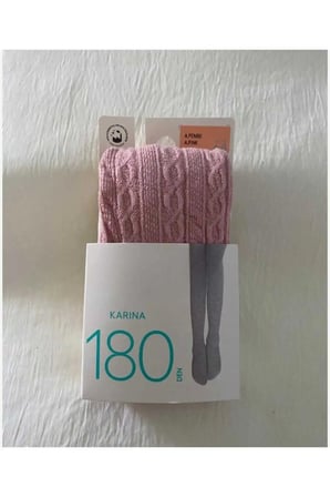Pembe Rengi Triko Burun Dayanıklı Desenli Külotlu Çocuk Çorabı - ( Kalın Karına Külotlu Çorap )