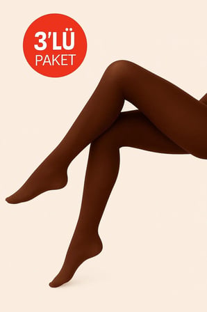 Kadın 3'Lü Paket Kestane Külotlu Çorap Orta Kalın Mus Micro 40 Den Opak Mat Pantyhose