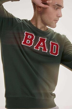 BAD BEAR ERKEK O YAKA SWEATSHIRT 19.02.12.003 BAD CONVEX  HAKİ-S