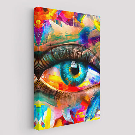 Renkli Yağlıboya Görünümlü Göz Tablosu-6329