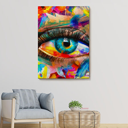 Renkli Yağlıboya Görünümlü Göz Tablosu-6329