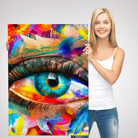 Renkli Yağlıboya Görünümlü Göz Tablosu-6329