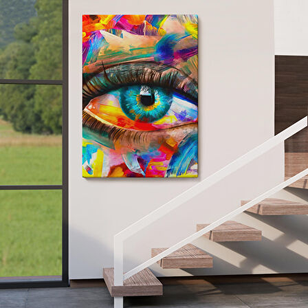 Renkli Yağlıboya Görünümlü Göz Tablosu-6329