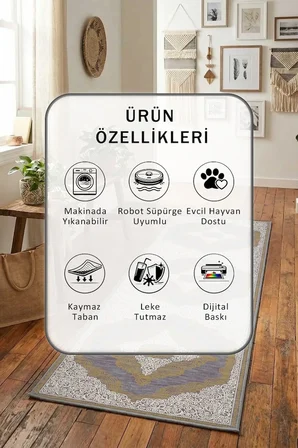 Hanedan Modern Dijital Baskı Yıkanabilir Kaymaz Yolluk Halı