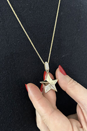 Klipsli Halka Altın Yıldız Kolye