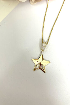 Klipsli Halka Altın Yıldız Kolye