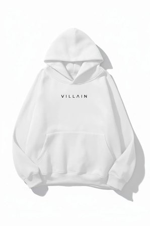 Unisex Yumuşak Dokulu Villain Baskılı Tasarım Oversize 3 İplik Hoodie Sweatshirt