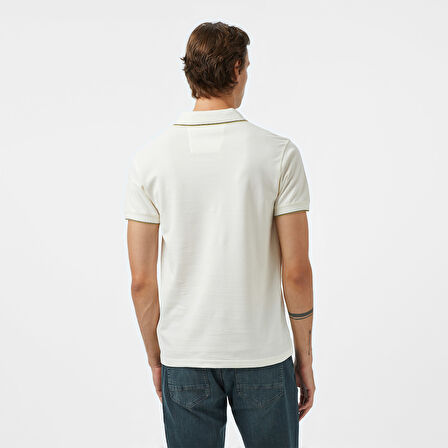 Nautica Erkek Krem Classic Fit Polo Yaka T-Shirt