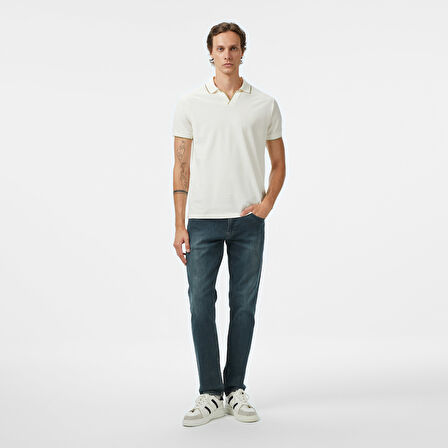 Nautica Erkek Krem Classic Fit Polo Yaka T-Shirt