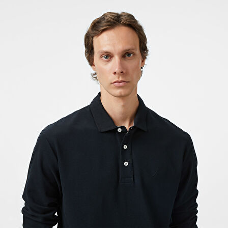 Nautica Erkek Siyah Classic Fit Uzun Kollu Polo Yaka T-Shirt