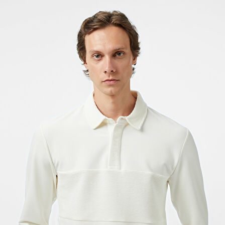 Nautica Erkek Krem Classic Fit Uzun Kollu Polo Yaka T-Shirt