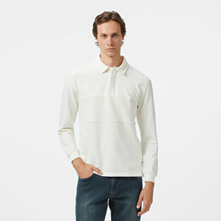 Nautica Erkek Krem Classic Fit Uzun Kollu Polo Yaka T-Shirt
