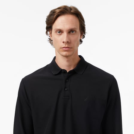 Nautica Erkek Siyah Classic Fit Uzun Kollu Polo Yaka T-Shirt