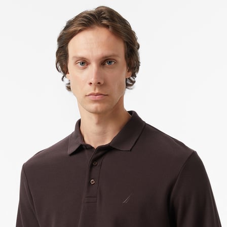 Nautica Erkek Kahverengi Classic Fit Uzun Kollu Polo Yaka T-Shirt