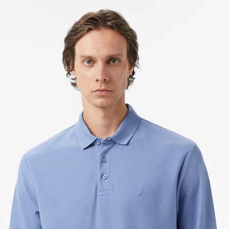 Nautica Erkek Mavi Classic Fit Uzun Kollu Polo Yaka T-Shirt