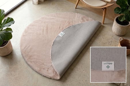 BEJ TAVŞAN TÜYÜ HALI YUVARLAK COTTON TABAN 80X80