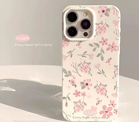Pembe Çiçek Baskılı iPhone 16 Pro Max Telefon Kılıfı