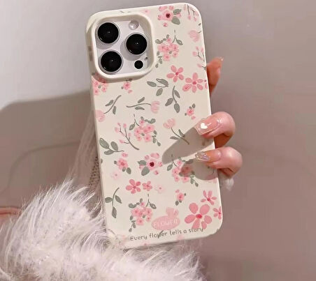 Pembe Çiçek Baskılı iPhone 16 Pro Max Telefon Kılıfı