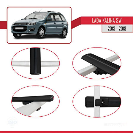 Lada Kalina 2 SW 2013-2018 Arası ile Uyumlu BASIC Model Ara Atkı Tavan Barı Siyah 2 Adet