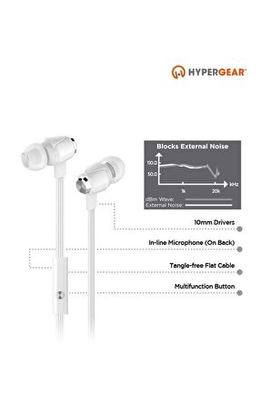 HyperGear DBM WAVE BEYAZ EARPHONES 3.5MM MİKROFONLU KULAKİÇİ TELEFON KULAKLIĞI