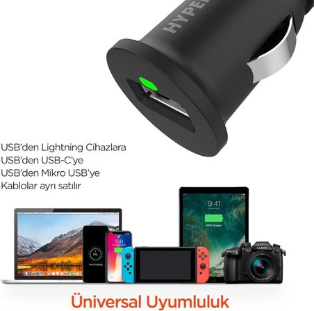 Hypergear 10W USB-A 2.1A Tekli Araç Şarjı, 2.1A, Siyah Teşhir