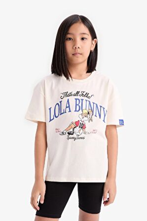 Kız Çocuk Looney Tunes Relax Fit Bisiklet Yaka Kısa Kollu Tişört