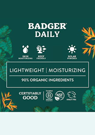 Badger Daily Mineral Güneş Kremi SPF30 | Organik ve Temiz İçerikli Fiziksel Koruyucu | Beyaz İz Bırakmaz | Yüz ve Vücut İçin | 118ml