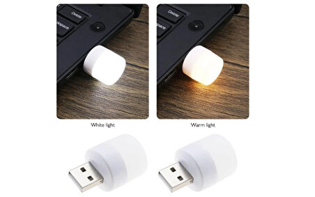 2 adet Mini Usb Sarı ve Beyaz Led Işık Gece Lambası-Ev-Ofis-Çalışma Masası Lambası