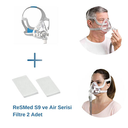ResMed AirFit F20 Tam Yüz CPAP Maskesi (Medium Boy) +ResMed S9 ve Air Serisi Filtre 2’li Paket
