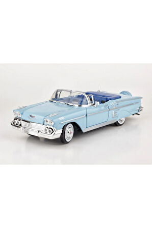 Diecast 1958 Chevy Impala 1/24 Die Cast Model Araç 1958 Chevy Impala Mavi Diecast Araba