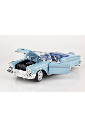 Diecast 1958 Chevy Impala 1/24 Die Cast Model Araç 1958 Chevy Impala Mavi Diecast Araba
