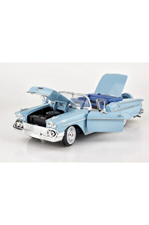 Diecast 1958 Chevy Impala 1/24 Die Cast Model Araç 1958 Chevy Impala Mavi Diecast Araba