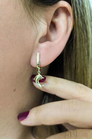 Altın Yunus Balığı Küpe