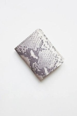 Lux Kartlık Mini Cüzdan Hakiki Deri Snake Baskılı Gri