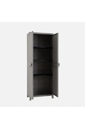 Gri 2 Kapılı Büyük Plastik Dolap, Bahçe Dolabı, Balkon Dolabı, Plastik Dolap 66x36x170