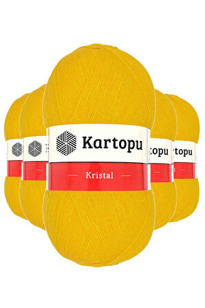 5 Adet Kristal Çift Katlı El Örgü Lif İpi Koyu Sarı K320
