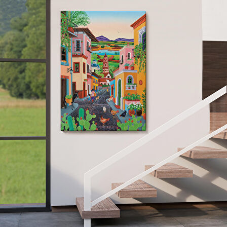 Ortacağ Meksika Köyü Duvar Tablosu-6344