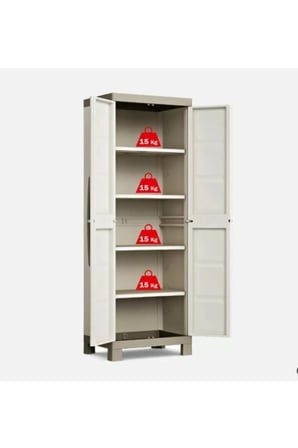 Excellence High 4 Raflı Çok Amaçlı Plastik Dolap 182x65x45 Cm Gri