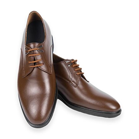 El Yapımı Aksesuarlı Kahverengi +7/+9 cm Boy Uzatan Gizli Topuklu Erkek Ayakkabı Damatlık Kundura