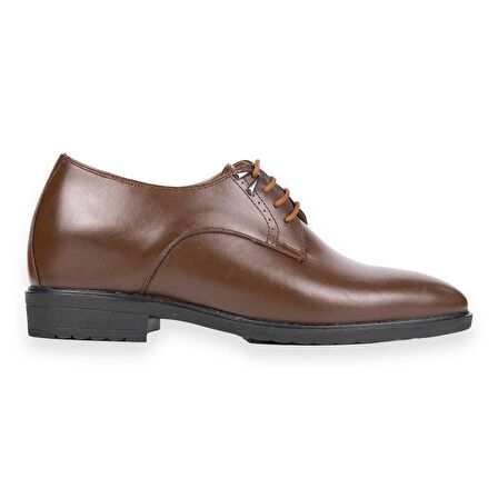 El Yapımı Aksesuarlı Kahverengi +7/+9 cm Boy Uzatan Gizli Topuklu Erkek Ayakkabı Damatlık Kundura