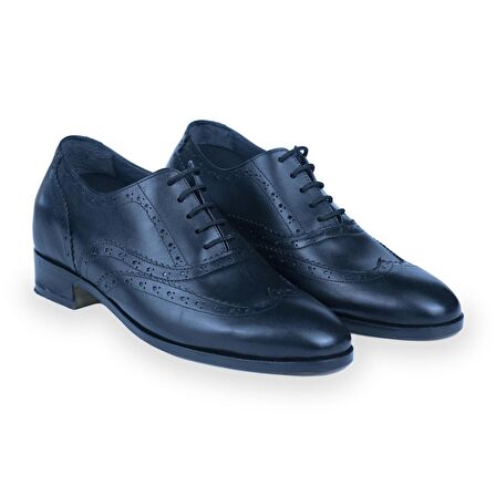 El Yapımı Hakiki Deri Brogue Model +7/9cm Boy Uzatan Gizli Topuk Erkek Ayakkabı Damatlık Kundura