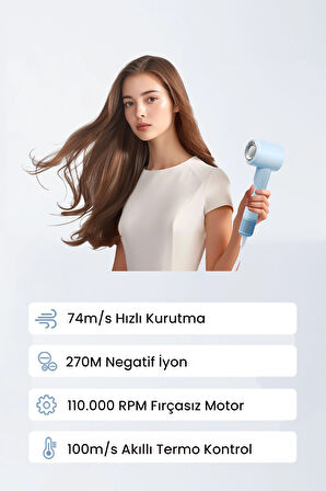 X116 Se Mini Anyon Yüksek Hızlı Akıllı İyonik Saç Kurutma Makinesi Seti