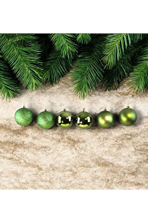 Yılbaşı Süsü 6'lı Top Yeşil 8 cm