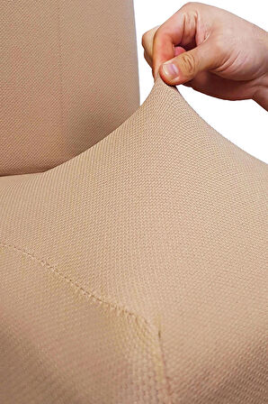 Spandex Mikro Petek Kumaş Likralı Lastikli Tüylenmez 6'lı Sandalye Kılıfı Kaliteli Sandalye Örtüsü - AÇIK KAHVE 
