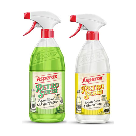Asperox Retro Serisi 1 Litre Beyaz Sirke & Doğal Yağlar ve Beyaz Sirke & Limon Tuzu