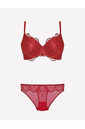 Balenli Kaplı Dantelli Desteksiz Sütyen Takım 4385