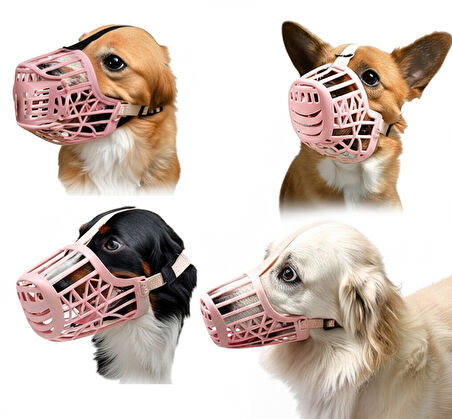 Köpek Koruma Ağızlığı 7'li Set Tüm Irklar İçin Ayarlanabilir Kayışlı Nefes Alabilir Tasarım Ağızlık