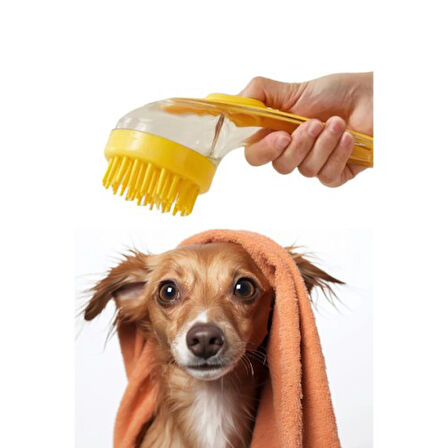 Sıvı Hazneli Evcil Hayvan Tarağı 2'li Fonksiyon Şampuan Hazneli Kedi & Köpek Fırçası Masaj Temizlik