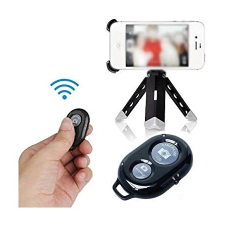 Bluetooth Selfie Kumandası Kablosuz Fotoğraf & Video Çekim Aparatı iOS/Android Uyumlu 10m Menzilli